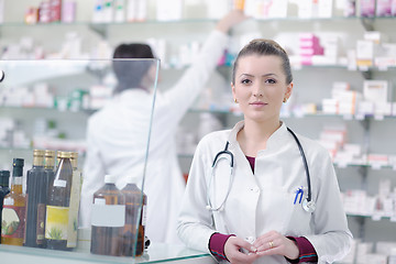 Image showing team of pharmacist chemist woman  in pharmacy drugstore