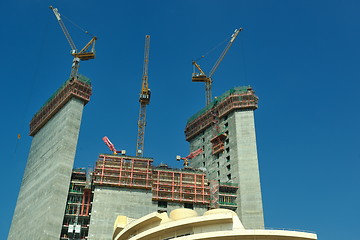 Image showing Construction site with crane