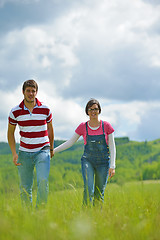 Image showing romantic young couple in love together outdoor