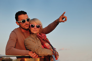 Image showing couple in love  have romantic time on boat