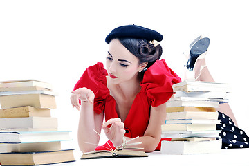 Image showing beautiful young woman read book