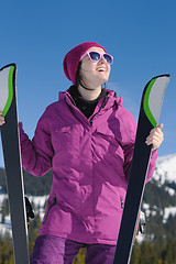 Image showing winter woman ski