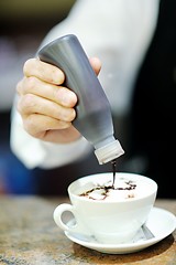 Image showing Barista prepares cappuccino