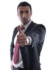 Image showing Businessmen making his thumb up saying OK