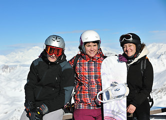 Image showing people group on snow at winter season