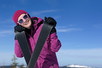 Image showing winter woman ski