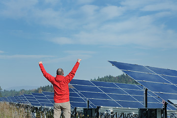 Image showing Male solar panel engineer at work place