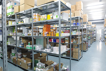 Image showing medical factory  supplies storage indoor