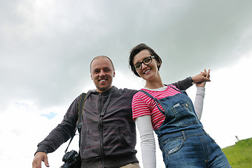 Image showing romantic young couple in love together outdoor