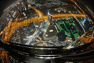 Image showing Panorama of down town Dubai city at night