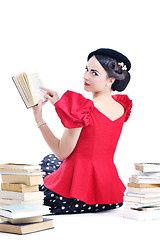 Image showing beautiful young woman read book