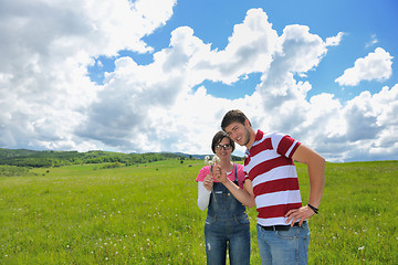 Image showing romantic young couple in love together outdoor