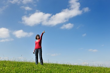 Image showing happy young woman outdoor in nature
