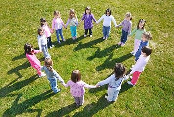Image showing preschool  kids outdoor have fun