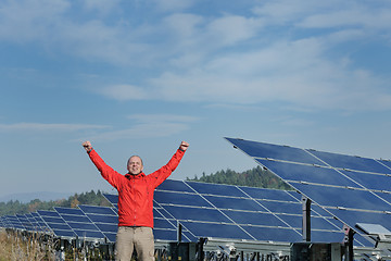 Image showing Male solar panel engineer at work place