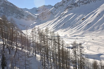 Image showing High mountains under snow in the winter