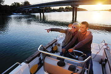 Image showing couple in love  have romantic time on boat