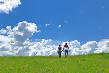 Image showing romantic young couple in love together outdoor