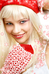 Image showing santa helper girl #2 with snowflakes