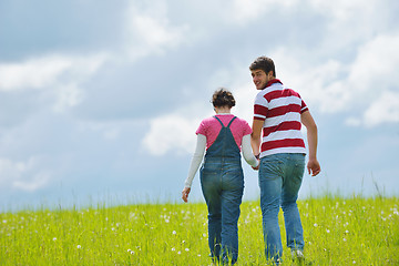 Image showing romantic young couple in love together outdoor