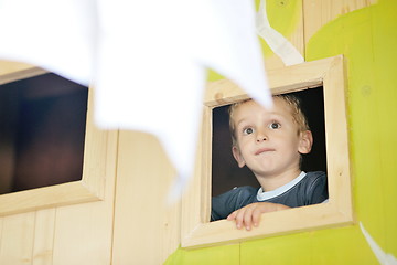 Image showing happy child in a window