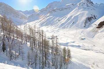 Image showing High mountains under snow in the winter