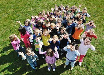 Image showing preschool  kids outdoor have fun