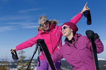 Image showing winter season fun with group of girls
