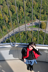 Image showing tourist woman have fun in france