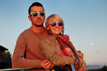 Image showing couple in love  have romantic time on boat