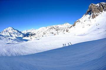 Image showing High mountains under snow in the winter