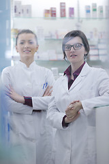 Image showing team of pharmacist chemist woman  in pharmacy drugstore