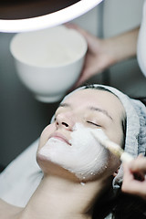 Image showing woman with facial mask in cosmetic studio