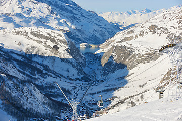 Image showing High mountains under snow in the winter