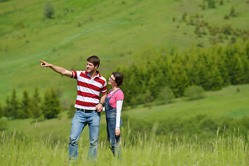 Image showing romantic young couple in love together outdoor