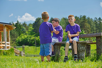 Image showing happy kids group  have fun in nature