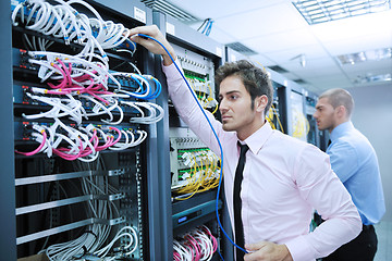 Image showing it enineers in network server room