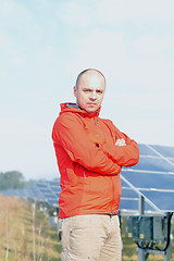 Image showing Male solar panel engineer at work place