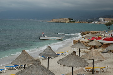 Image showing Beach at Creta with sunbeds