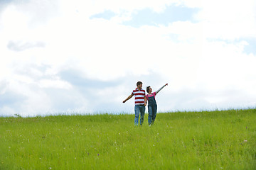 Image showing romantic young couple in love together outdoor