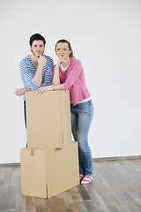 Image showing Young couple moving in new house