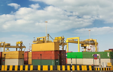 Image showing container ship leaving the container port terminal