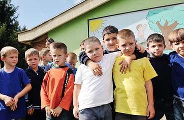 Image showing preschool  kids outdoor have fun