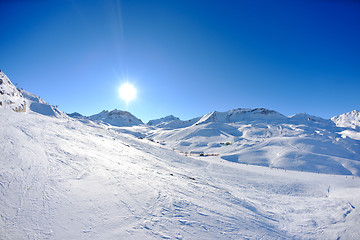 Image showing High mountains under snow in the winter