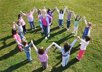 Image showing preschool  kids outdoor have fun