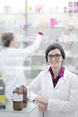 Image showing team of pharmacist chemist woman  in pharmacy drugstore