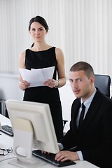 Image showing business people group working in customer and help desk office