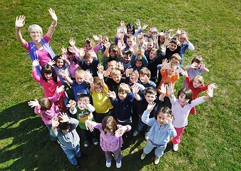 Image showing preschool  kids outdoor have fun