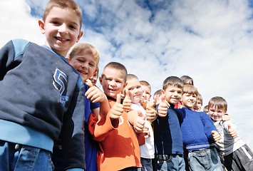 Image showing preschool  kids outdoor have fun