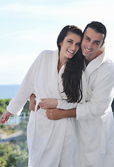 Image showing couple relaxing on balcony